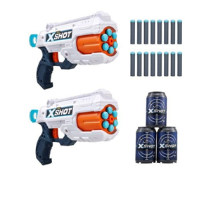تفنگ اسباب بازی دوقلو ایکس شات X-Shot مدل Zuru X-shot Excel Double Reflex 6 Combo Foam Blaster Pack (16 Darts 3 Cans)_اسباب بازی